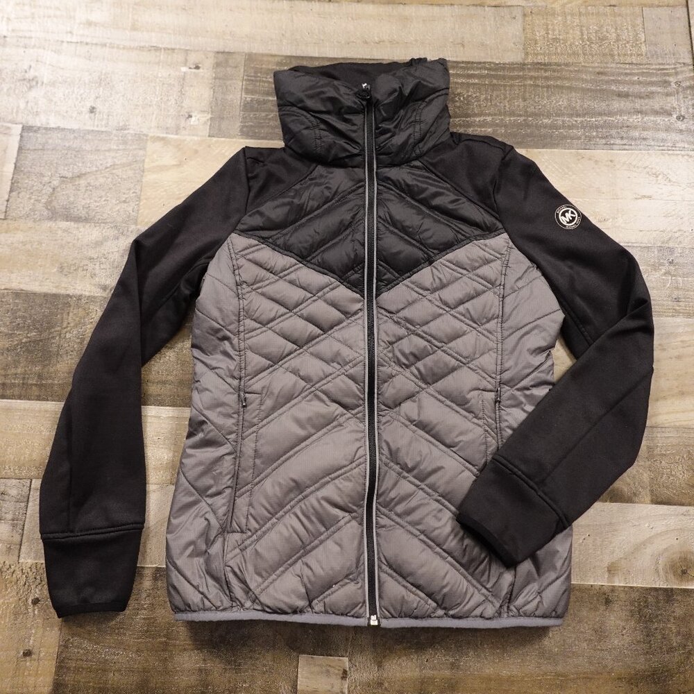 Michael Kors Down Puffer Jacket Women’s Small Black Gray Quilted Packable